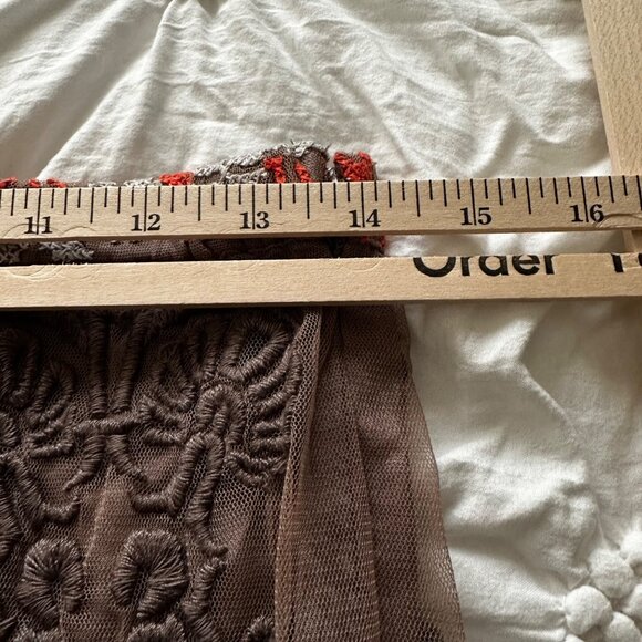 Anthropologie Yoana Baraschi Coffee Orange White Embroidered Skirt Women's SZ 4 - Picture 7 of 10